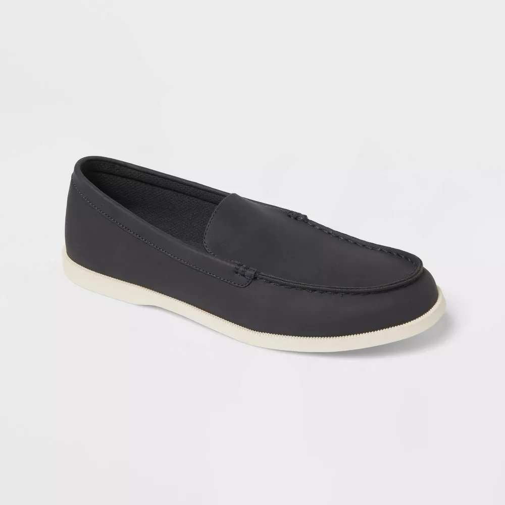 Goodfellow & Co Alfred Slip-On Loafers Mens 9 Navy Blue Faux Leather Memory Foam